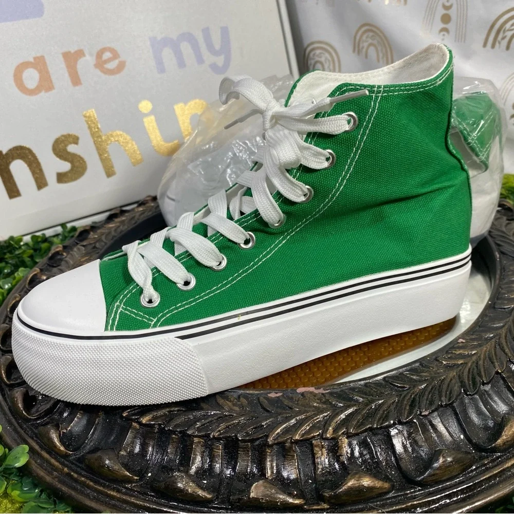 Green High-Top Platform Sneakers